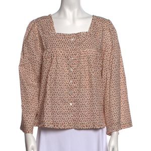 NWT DÖEN Floral Print Square Neckline Blouse